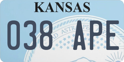 KS license plate 038APE