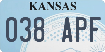 KS license plate 038APF