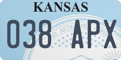 KS license plate 038APX