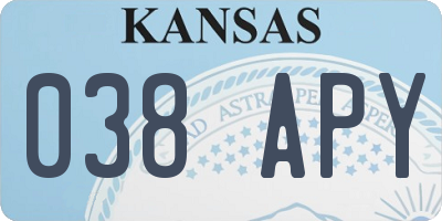 KS license plate 038APY