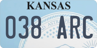 KS license plate 038ARC