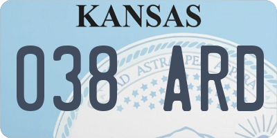 KS license plate 038ARD