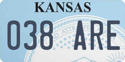 KS license plate 038ARE