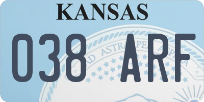 KS license plate 038ARF