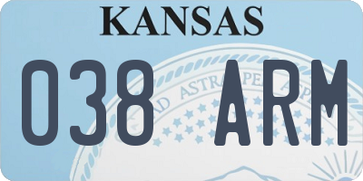 KS license plate 038ARM