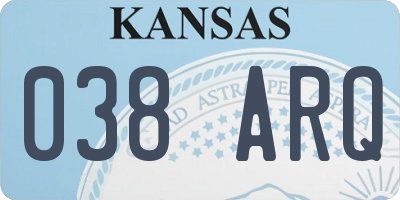 KS license plate 038ARQ