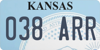 KS license plate 038ARR