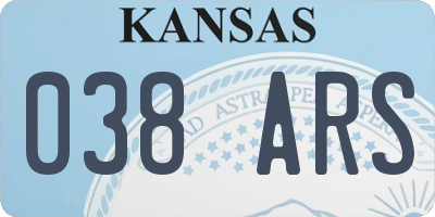 KS license plate 038ARS