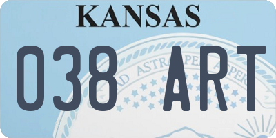 KS license plate 038ART