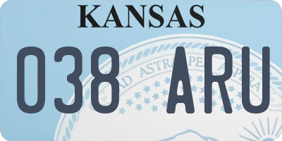 KS license plate 038ARU