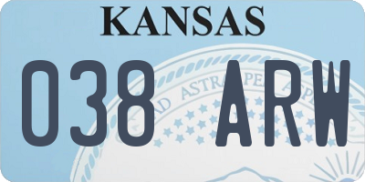 KS license plate 038ARW