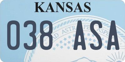 KS license plate 038ASA
