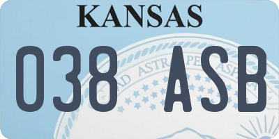 KS license plate 038ASB