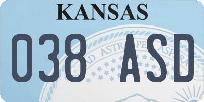 KS license plate 038ASD