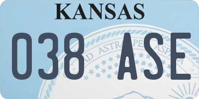 KS license plate 038ASE