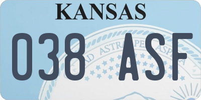 KS license plate 038ASF
