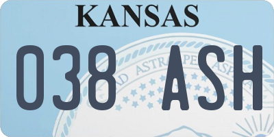 KS license plate 038ASH