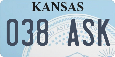 KS license plate 038ASK