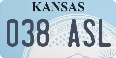 KS license plate 038ASL
