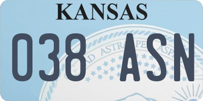 KS license plate 038ASN