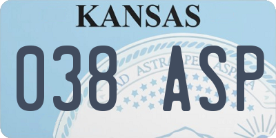 KS license plate 038ASP