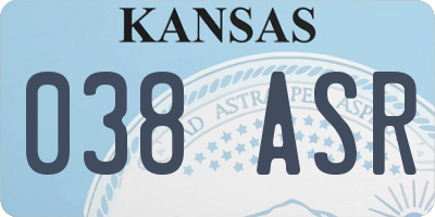 KS license plate 038ASR