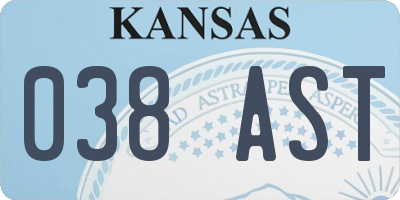 KS license plate 038AST