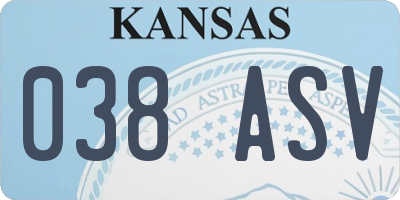 KS license plate 038ASV