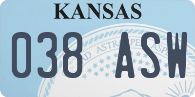 KS license plate 038ASW
