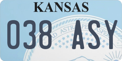 KS license plate 038ASY