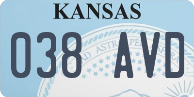 KS license plate 038AVD