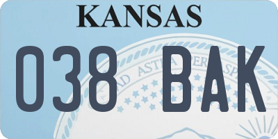 KS license plate 038BAK