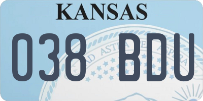 KS license plate 038BDU