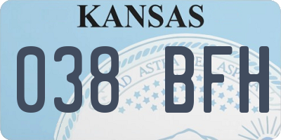 KS license plate 038BFH