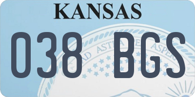 KS license plate 038BGS