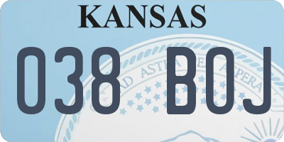 KS license plate 038BOJ