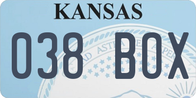 KS license plate 038BOX