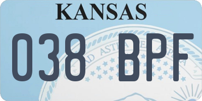 KS license plate 038BPF