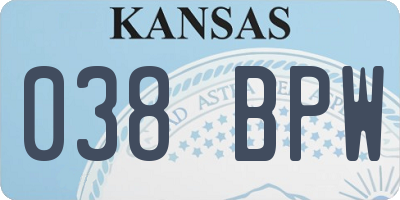 KS license plate 038BPW