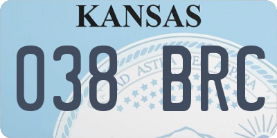 KS license plate 038BRC