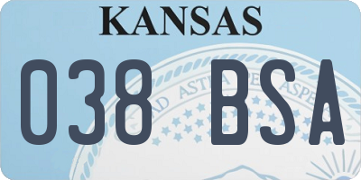 KS license plate 038BSA