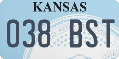 KS license plate 038BST