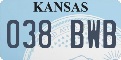 KS license plate 038BWB