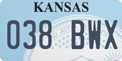KS license plate 038BWX