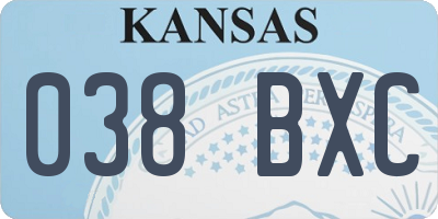KS license plate 038BXC
