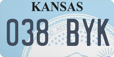 KS license plate 038BYK