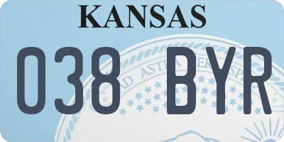 KS license plate 038BYR
