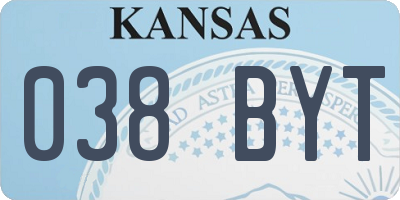 KS license plate 038BYT