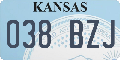 KS license plate 038BZJ