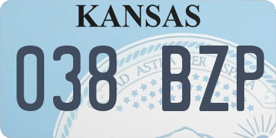 KS license plate 038BZP